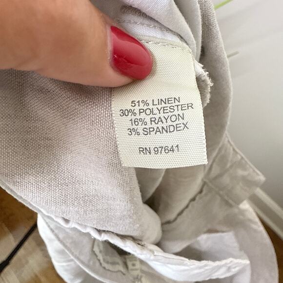 J.Jill Genuine Fit Stretch Linen Ankle Pants Size 18 Beige Summer Resort Beach - Picture 8 of 9